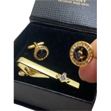 Freemason Crystal Cufflinks and 24k Gold Plated Tie Clip Freemason Crystal Cufflinks and 24k Gold Plated Tie Clip